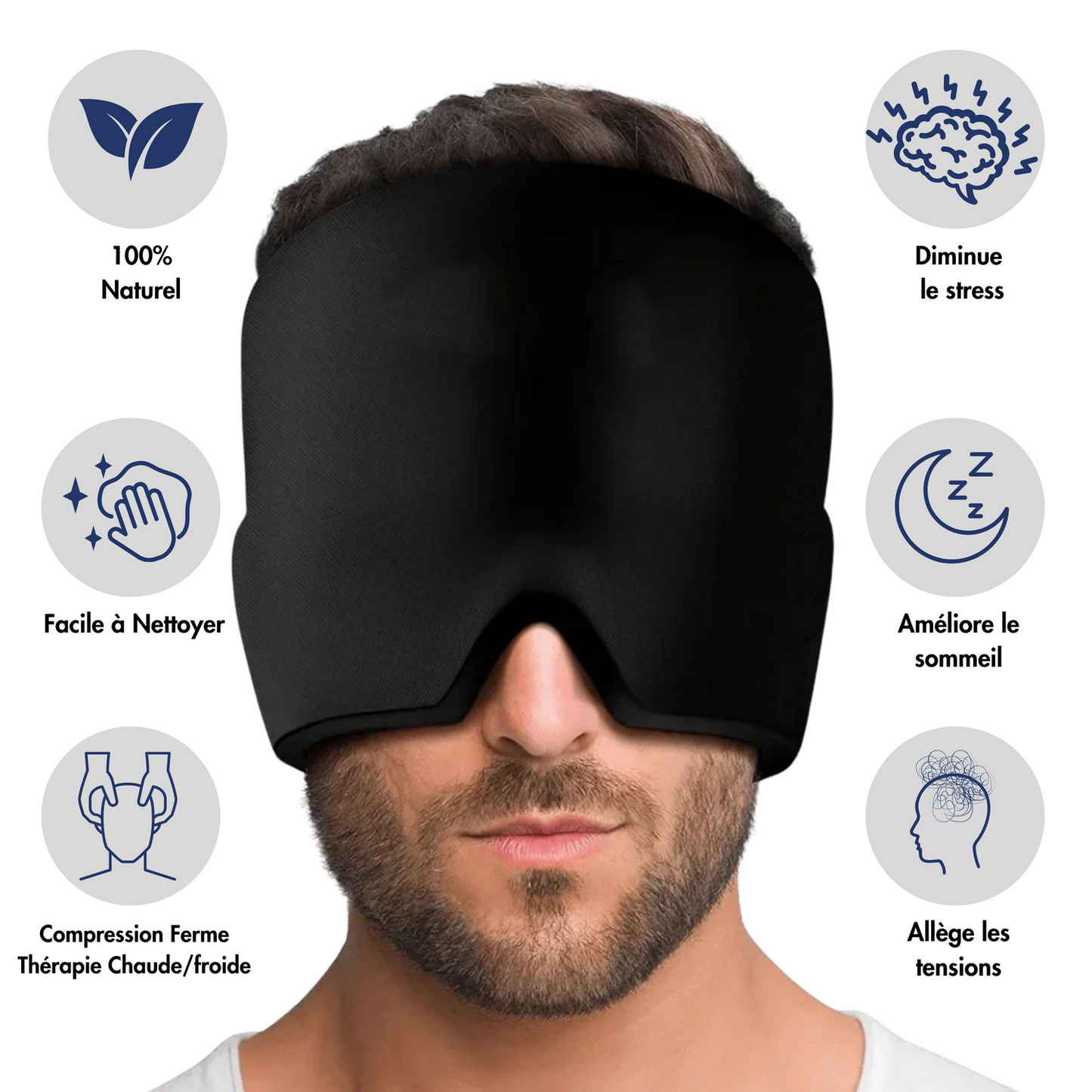 Masque de soulagement des migraines WorldClic® – Thérapie chaude & froide pour un confort immédiat